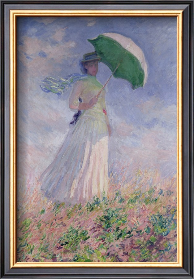 Woman with a Parasol Turned to the Right - Claude Monet Paintings